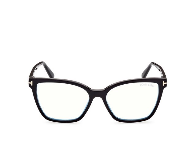 Tom Ford FT5812B 001 Shiny Black Blue Block Butterfly Women's Eyeglasses