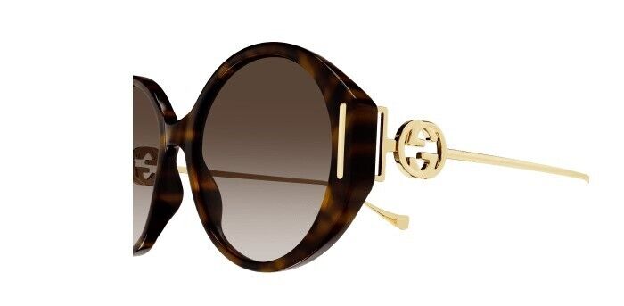 Gucci GG 1202S 003 Havana-Gold/Brown Oversize Round Women's Sunglasses