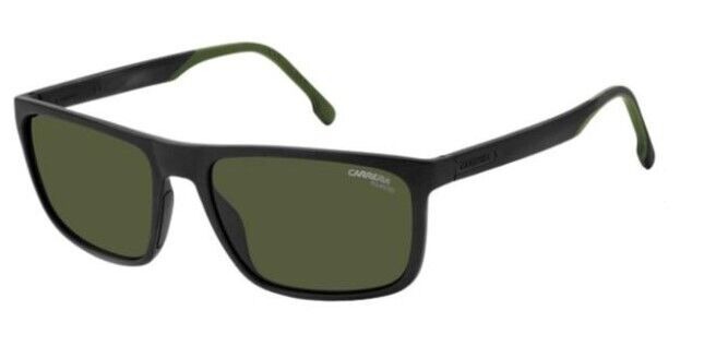 Carrera 8047/S 07ZJ/UC Black Green/Green Polarized Rectangle Men's Sunglasses