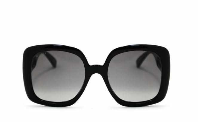 Gucci GG 0713S 001 Black Blue/Gray Gradient Square Women's Sunglasses