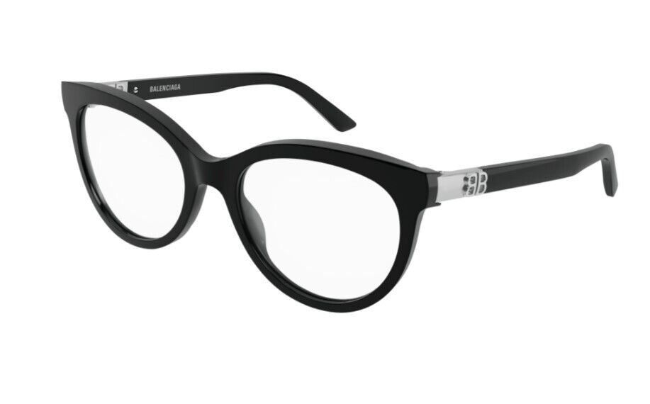 Balenciaga BB0185O 001 Black/Black Round Full-Rim Women's Eyeglasses