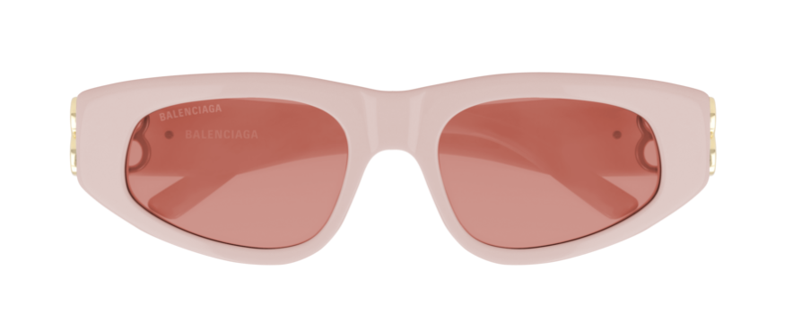 Balenciaga BB 0095S 003 Pink Gold/Red Oval Women's Sunglasses