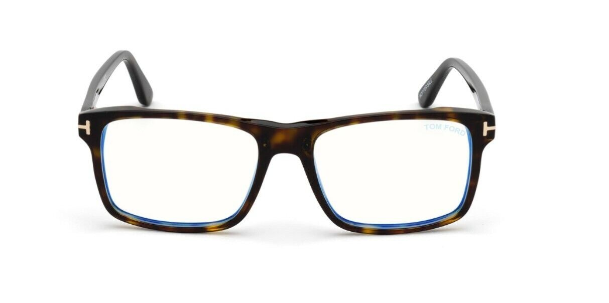 Tom Ford FT5682B 052 Shiny Dark Havana Blue Block/Roviex Eyeglasses With Clip-On