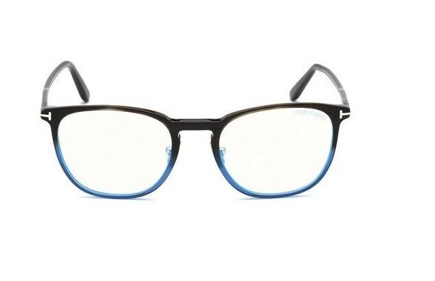 Tom Ford FT5700B 055 Gradient Havana/Blue Havana Block Round Men's Eyeglasses