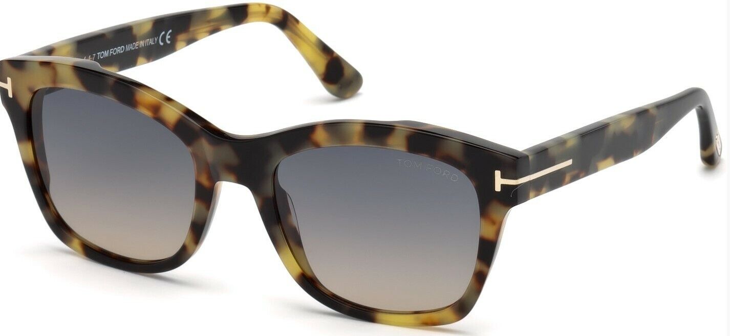 Tom Ford FT0614 Lauren 02 55B Shiny Tortoise/Gradient Smoke Square Sunglasses