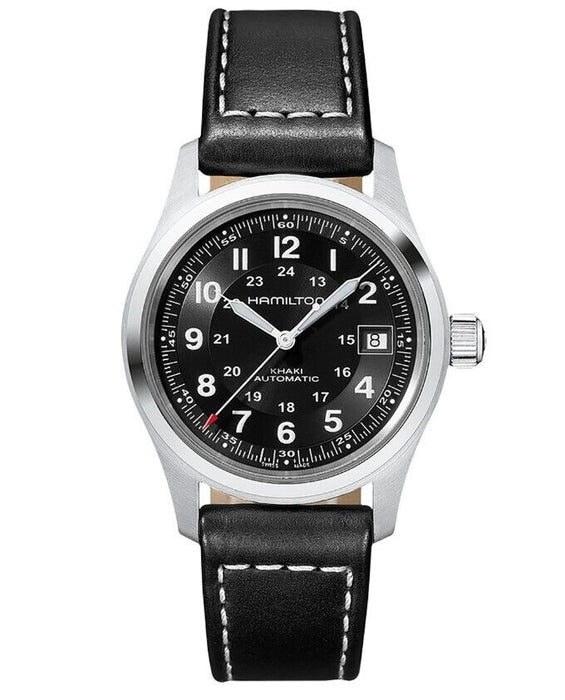 Hamilton Khaki Field Automatic Black Dial Leather Strap Men's Watch H70455733