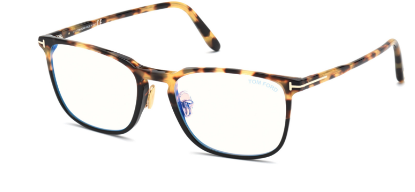 Tom Ford FT 5699-B 056 Tortoise Crystal & Black/Blue Block Eyeglasses