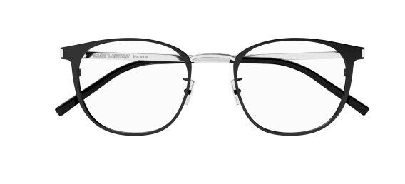 Saint Laurent SL 584 002 Black-Silver Round Unisex Eyeglasses