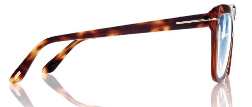 Tom Ford FT5826-B 048 Shiny Transparent Brown/Blue Block Cat-Eye Eyeglasses