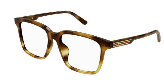 Gucci GG1293OA-003 Havana Clear Rectangle Men's Eyeglasses
