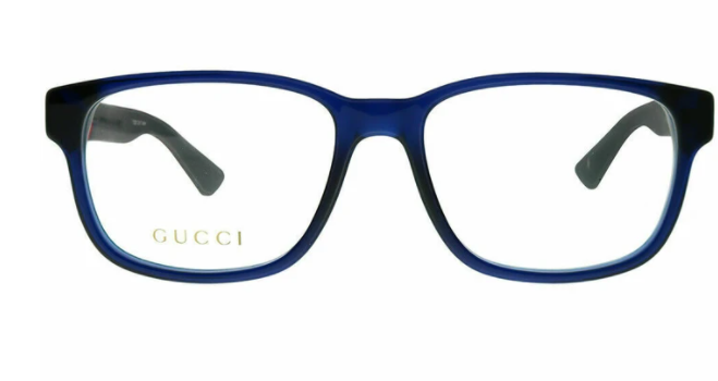 Gucci GG 0011O 004 Blue/Black Transparent Square Unisex Eyeglasses