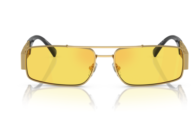 Versace 0VE2257 1002C9  Gold/ Yellow Rectangular Men's Sunglasses
