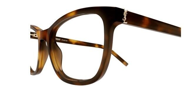 Saint Laurent SL M121 002 Havana/Transparent Rectangular Women's Eyeglasses