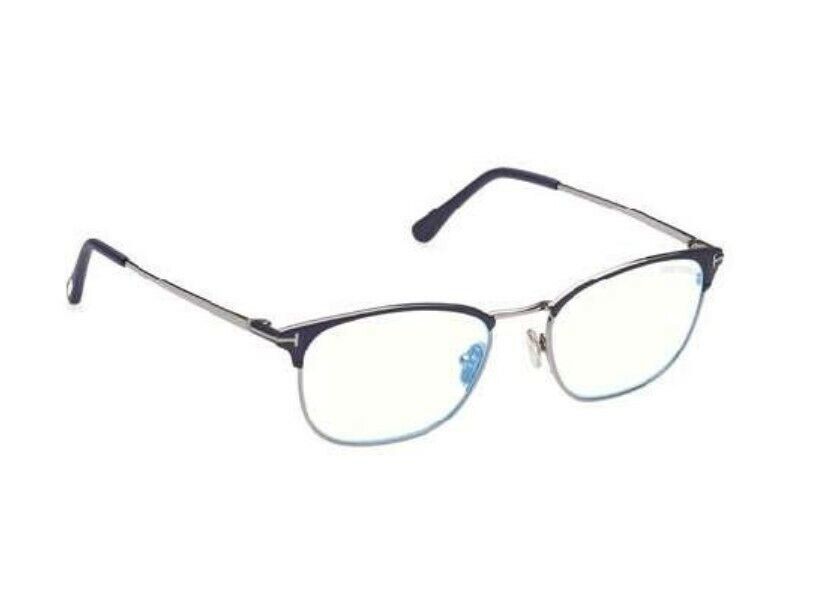 Tom Ford FT5750B 091 Matte Blue -Shiny Dark Ruthenium / Blue Block Eyeglasses