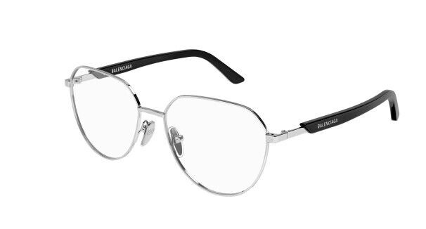 Balenciaga BB0249O 001 Silver-Black Round Men's Eyeglasses