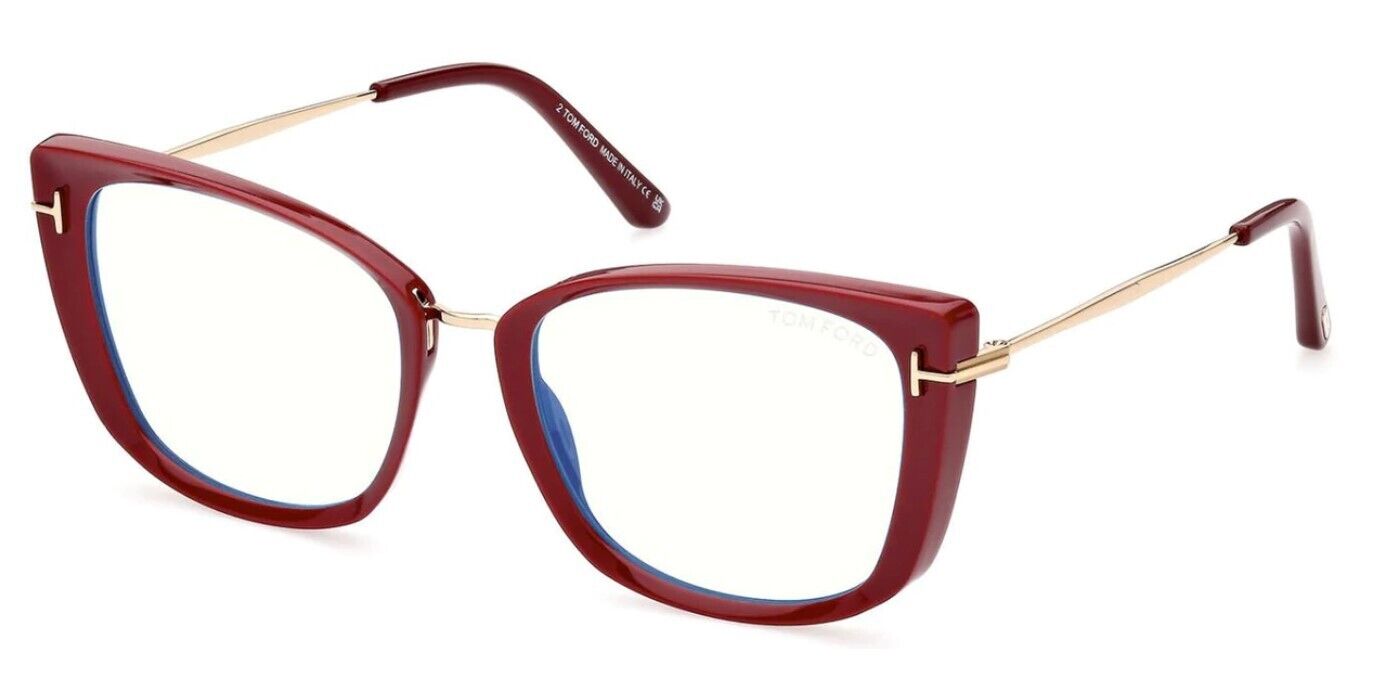 Tom Ford FT5816-B 074 Shiny Fuchsia/Blue Block Cat-Eye Women's Eyeglasses