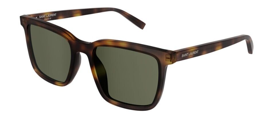 Saint Laurent SL500 003 Havana/Green Oversized Square Full-Rim Unisex Sunglasses