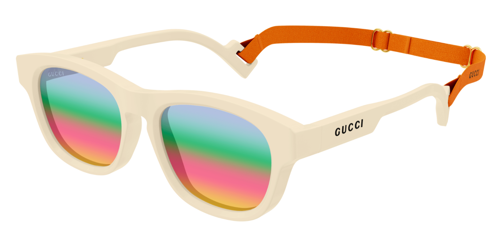 Gucci GG1238S 003 Ivory/Brown Mirrored Rectangular Men's Sunglasses