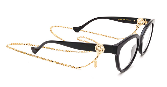 Gucci GG1024O 006 Cat-Eye Black/Gold Square Women Eyeglasses