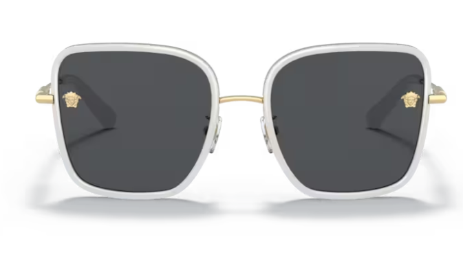 Versace 0VE2247D 147187 White/Dark grey Square Women's Sunglasses
