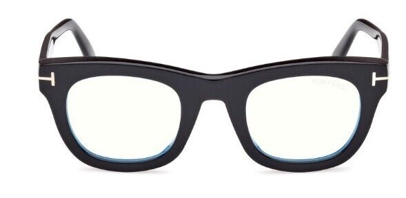 Tom Ford FT5872-B 001 Shiny Black/Blue Block Square Men's Eyeglasses