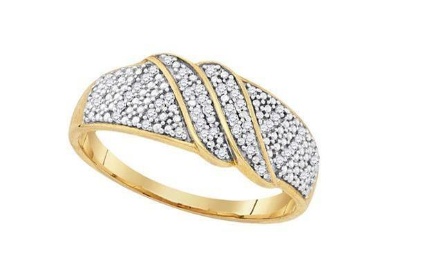 Yellow-Tone Sterling Silver Diamond Womens Band Ring 1/6 Cttw
