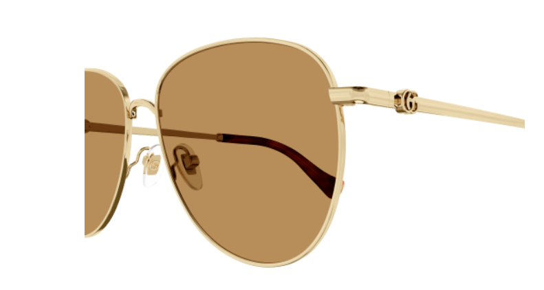 Gucci GG1419S 002 Gold/Brown Oval Women's Sunglasses