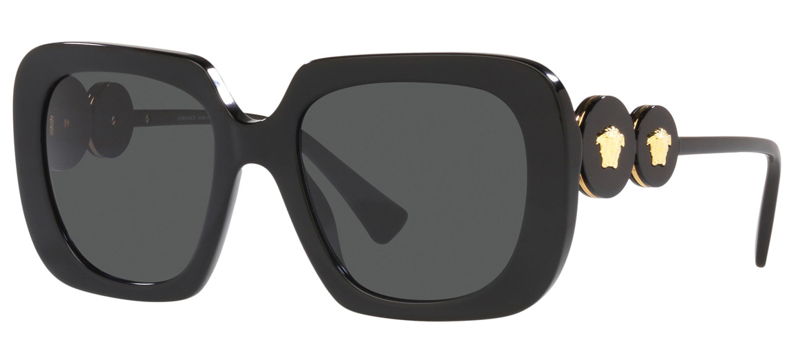 Versace VE4434 GB1/87 Black/Dark Gray Square Oversized 54mm Women's Sunglasses