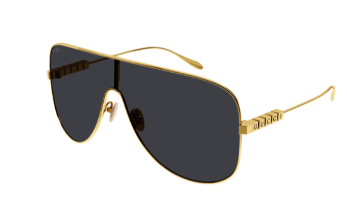 Gucci GG1436S 001 Gold/Grey Oversized Square Women's Sunglasses