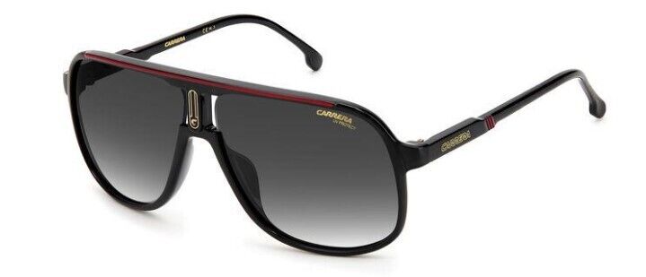 Carrera 1047/S 0OIT/9O Black Red/Gray Shaded Rectangle Men's Sunglasses