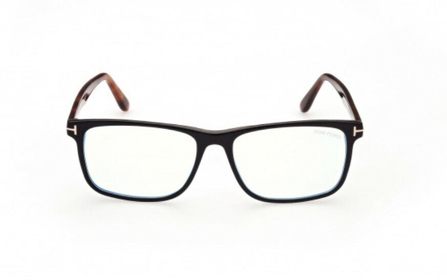 Tom Ford FT5752B 005 Shiny Black Havana / Blonde Havana Blue Block Eyeglasses