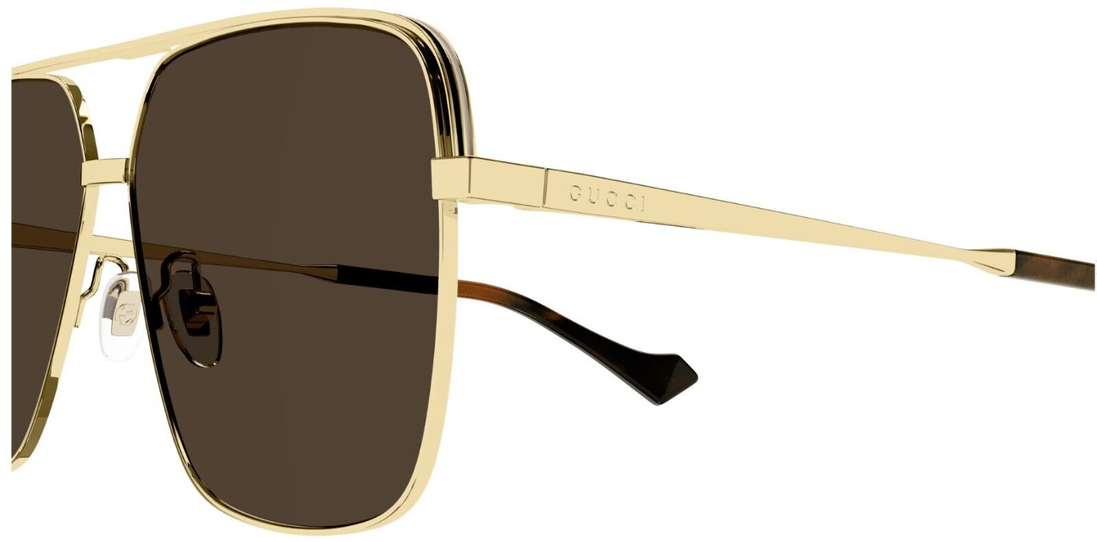 Gucci GG1099SA 003 Gold/Brown Oversized Teardrop Men's Sunglasses