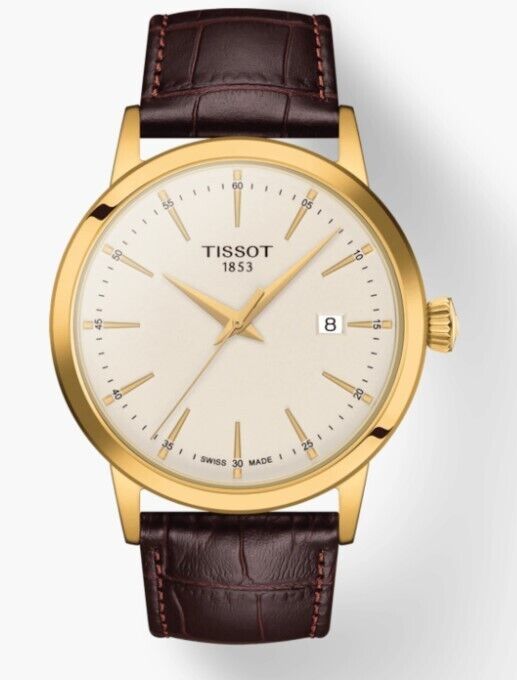 Tissot Classic Dream Brown leather Strap Ivory Dial Men's Watch T1294103626100