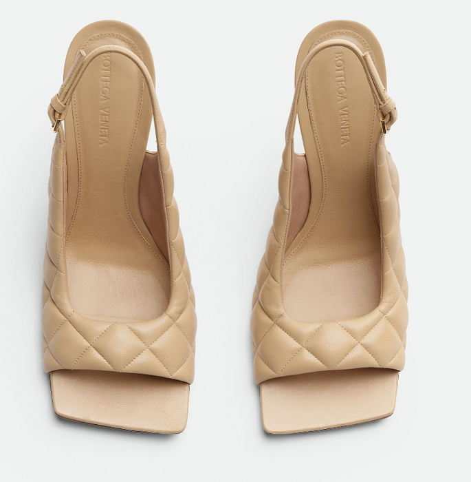 Bottega Veneta Beige Quilted Leather Slingback Women's Sandals 729765VBRR0 2624