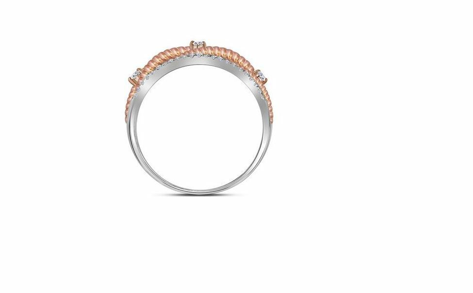 10kt White Gold Diamond Womens Rose-Tone Rope Twist Band Ring 1/4 Cttw