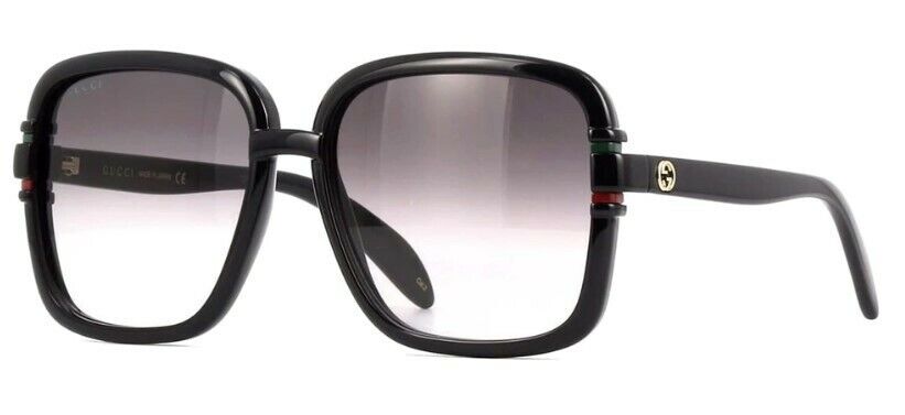 Gucci GG1066S 001 Shiny Black/Gradient Smoke Grey Unisex Square Sunglasses