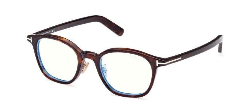 Tom Ford FT5858-D-B 052 Shiny Dark Havana/Blue Block Square Eyeglasses