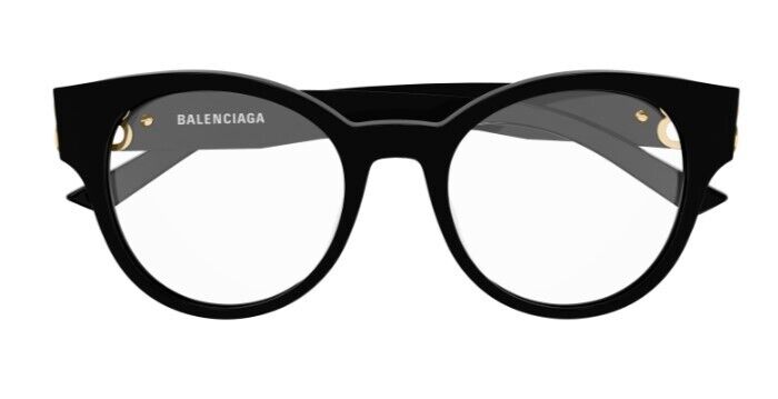 Balenciaga BB0173O 001 Black/Black Round Full-Rim Women's Eyeglasses