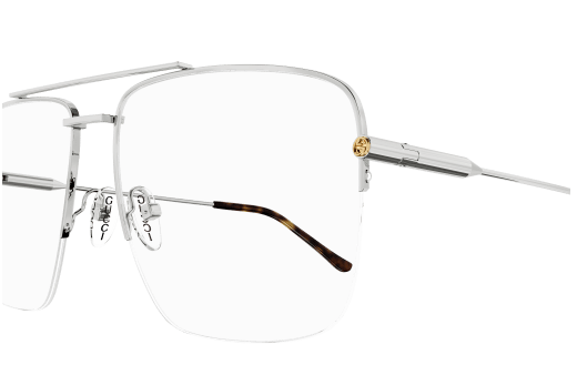 Gucci GG1415O-002 Silver Rectangular Women's Eyeglasses