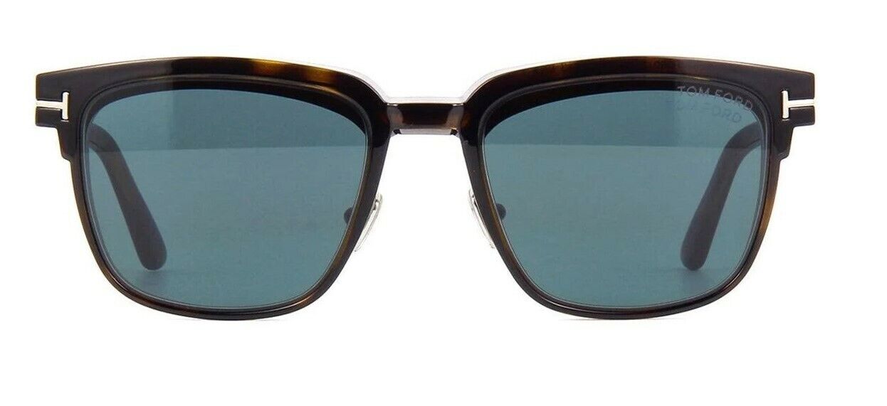 Tom Ford FT5683B 052 Dark Havana Blue Block/Dark Teal Eyeglasses With Clip-On