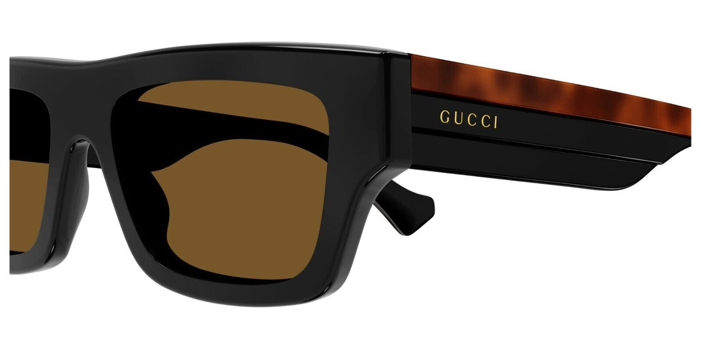 Gucci GG1301S 004 Black/Brown Rectangular Narrow Men's Sunglasses