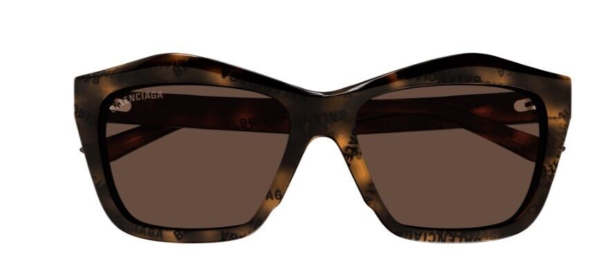 Balenciaga BB0216S 002 Havana/Brown Cut Square Full-Rim Women's Sunglasses