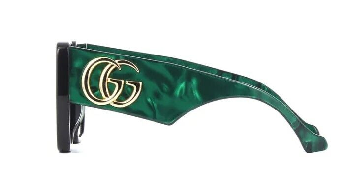 Gucci GG 0956S-001 Black/Green Oversized Geometric Women Sunglasses