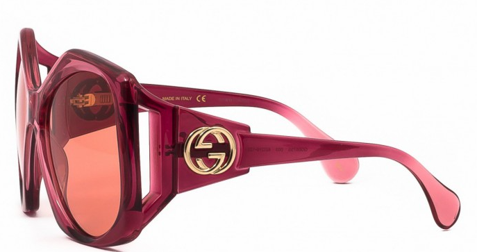 Gucci GG 0875S 003 Burgundy/Orange Oversized Women's Sunglasses