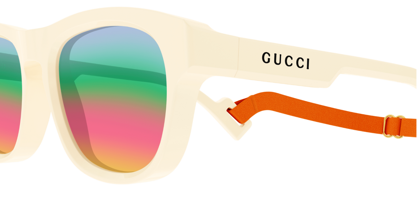 Gucci GG1238S 003 Ivory/Brown Mirrored Rectangular Men's Sunglasses