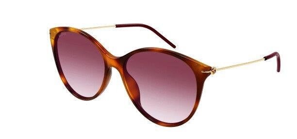 Gucci GG 1268S 002 Havana-Gold/Red Cat Eye Women's Sunglasses
