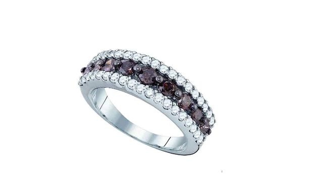 10kt White Gold Brown Diamond Womens Band Ring 1-1/2 Cttw