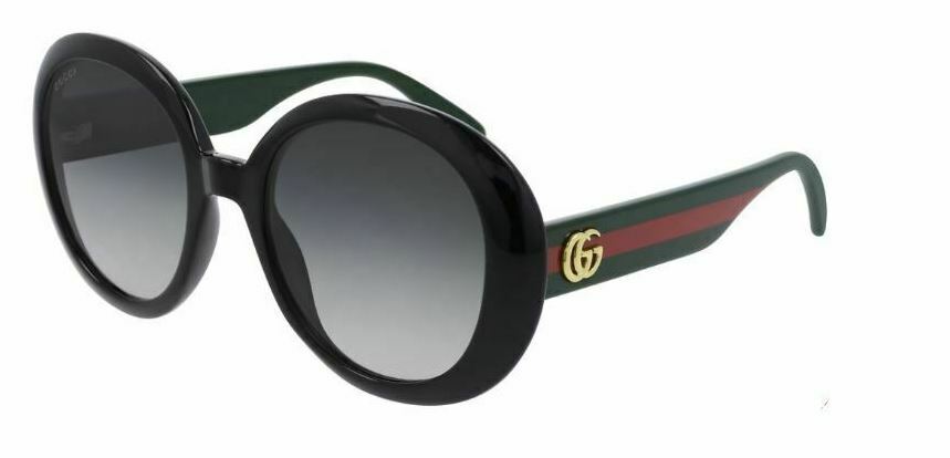 Gucci GG 0712S 001 Black Green/Gray Gradient Round Women's Sunglasses