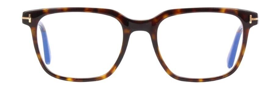 Tom Ford FT5818-B 052 Shiny Dark Havana /Blue Block Square Men's Eyeglasses