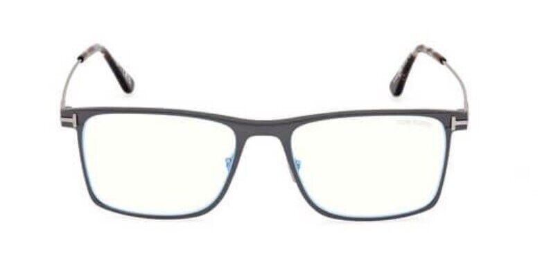Tom Ford FT5865-B 020 Matte Stone Grey/Blue Block Square Men's Eyeglasses